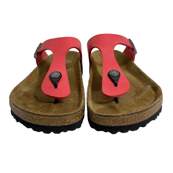 BIRKENSTOCK Womens Gizeh Sandals Birko Flor Size EU 39 Graceful Raspberry EUC - Picture 1 of 8